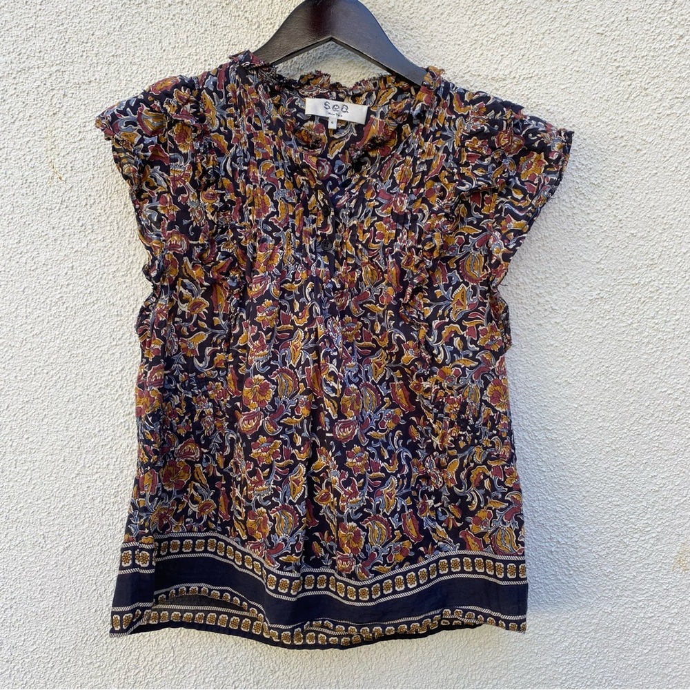 Sea New York Multicolor Floral Short Sleeve Top